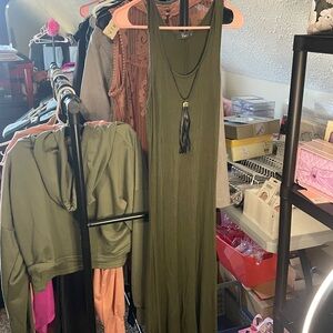 Elegant Olive Green Maxi Dress